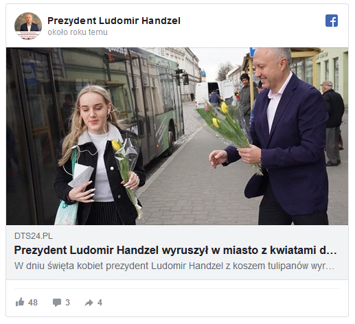 Prezydent Ludomir Handzel wyruszył w miasto z kwiatami dla sądeczanek