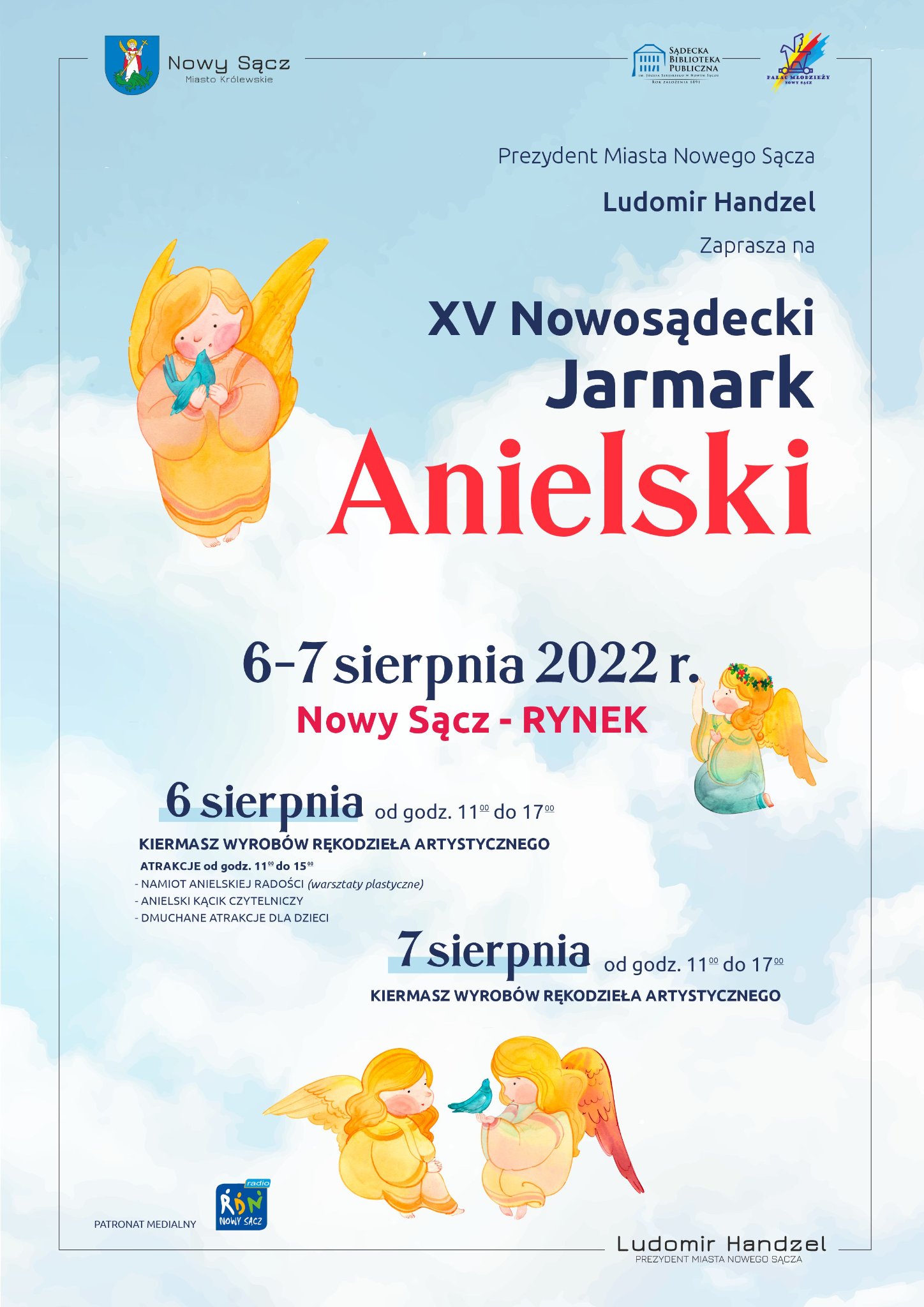 📣Zapraszam na XV Nowosądecki Jarmark Anielski, który odbędzie się w dniach: 6 – 7 sierpnia na płycie nowosądeckiego Rynku.📣