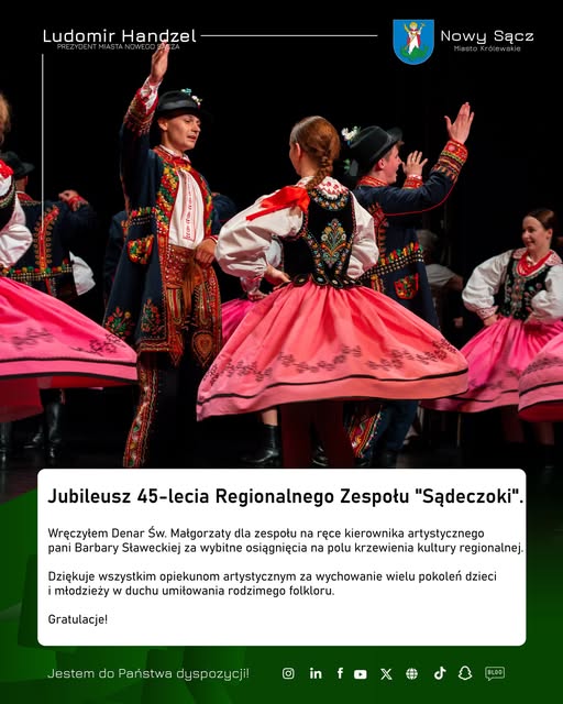 Jubileusz 45-lecia Regionalnego Zespołu „Sądeczoki”