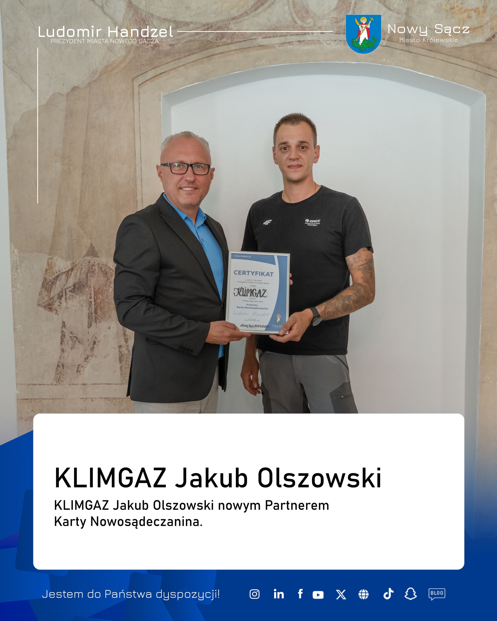 KLIMGAZ Jakub Olszowski nowym Partnerem Karty Nowosądeczanina