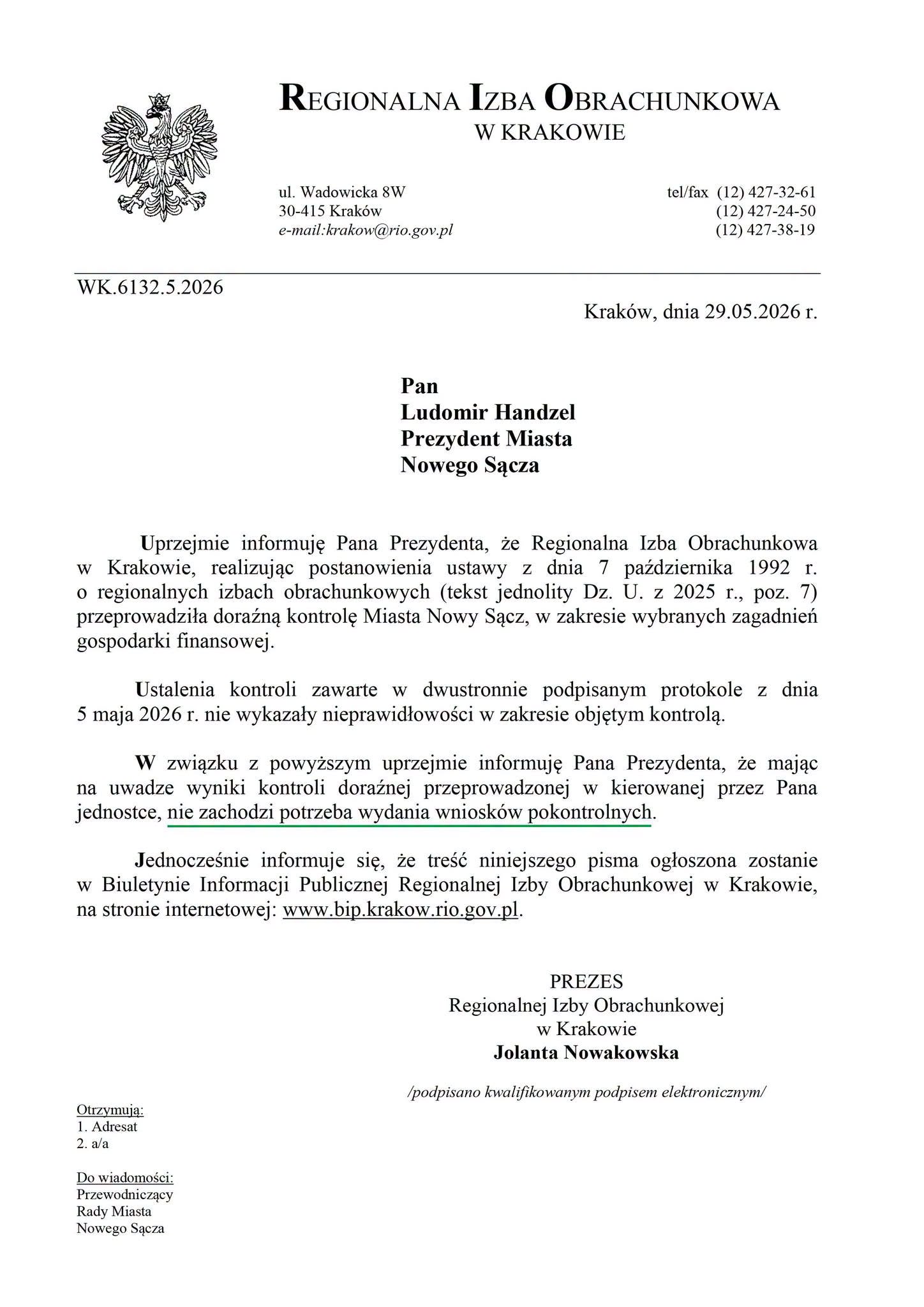 Kolejna pozytywna opinia RIO