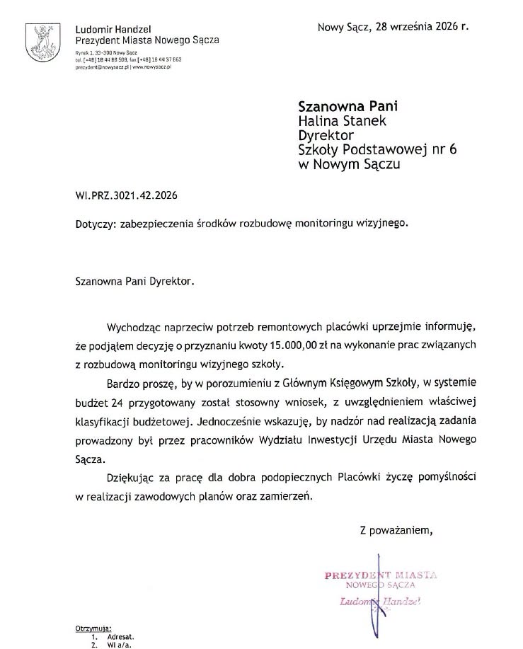 Rozbudowa monitoringu Szkoły Podstawowej nr 6